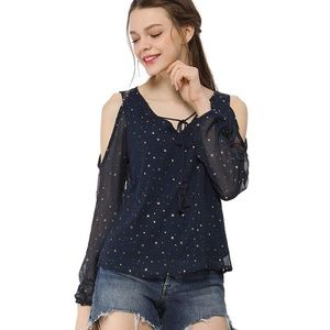 Flowy Open Shoulder Star Blouse
